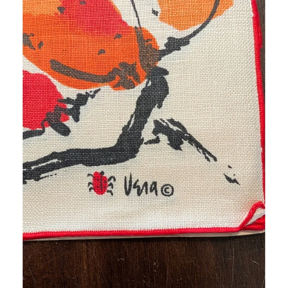 Vera Neumann Vintage Pear Placemat and Napkin 8 Pc Set Belgian Linen MCM Pop Art